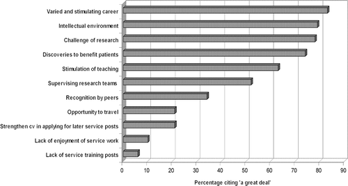 Figure 2. Factors influencing the decision to undertake an academic career.
