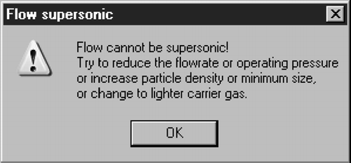 FIG. 11 Warning message of supersonic flow.