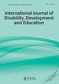 Cover image for International Journal of Disability, Development and Education, Volume 65, Issue 5, 2018