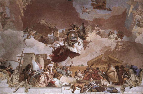 Figure 6. Giovanni Battista Tiepolo. Apollo and the continents: Europe, 1750–1753. Detail of ceiling fresco in the Würzburg residence.