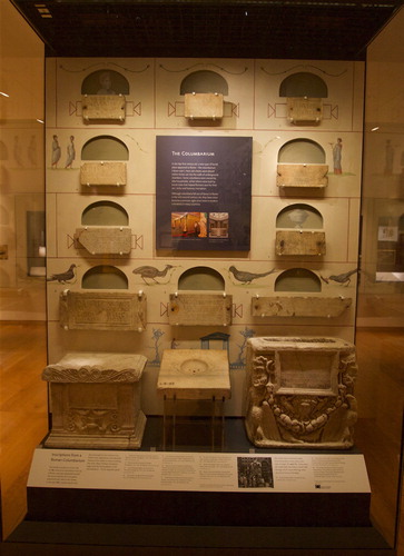 Figure 5. The Columbarium display in the ‘Reading and Writing’ gallery at the Ashmolean. Copyright author.