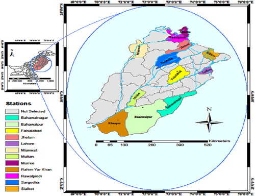 Figure 1. Geographical locations of the chosen stations.