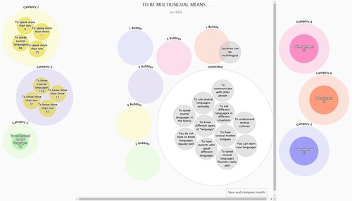 Figure 3. Second layer of the visualisation showing a bubble being categorised.