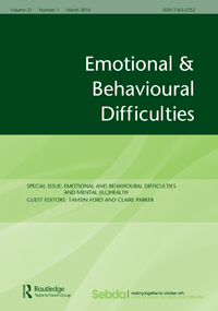 Cover image for Emotional and Behavioural Difficulties, Volume 21, Issue 1, 2016