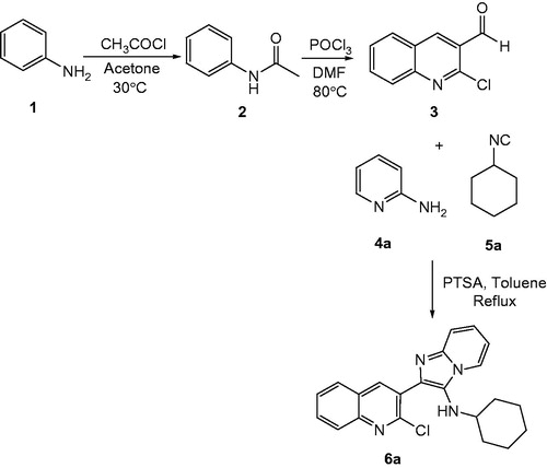 Scheme 1. Preparation of 2-chloro-quinoline-based imidazopyridines and imidazothiazoles.