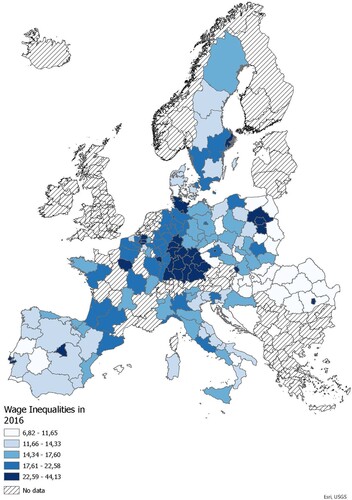 Figure 3. Intraregional wage inequalities, 2016.