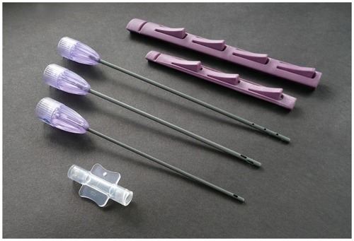Figure 5 Disposable microcannula cannulas for closed-syringe lipoaspiration of small-volume autologous adipose grafting (Tulip® GEMS™, Tulip Medical Systems, San Diego, CA, USA).