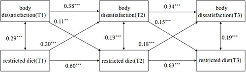Figure 2 Results for the bi-directional effects between body dissatisfaction and restricted diet.