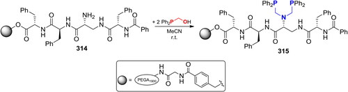 Scheme 184. Formation of P2,N-acetal moieties on a peptide-based support.[Citation376]
