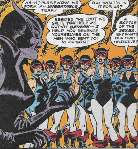 Figure 3. Catwoman and her female freedom fighters engaged in the battle of the sexes. Source: Frank Robbins (w), Irv Novick (a), and Joe Giella (i), Batman #210. Reproduced here with the kind permission of CATWOMAN ™ and © DC COMICS. All Rights Reserved.