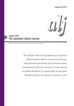 Cover image for The Australian Library Journal, Volume 50, Issue 3, 2001