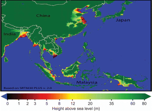Figure 4. Sea-level risks of Southeast Asia. Courtesy of the Hong Kong Observatory of HKSAR.Display full size