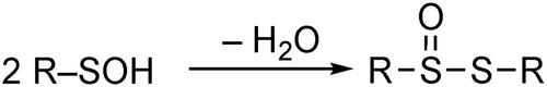 Scheme 2. Facile dehydrative self-condensation of a sulfenic acid to produce a thiosulfinate.