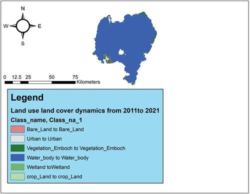 Figure 4. Land use land cover dynamics at Lake Tana and surrounding areas.