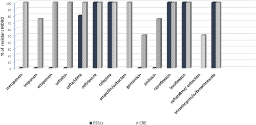 Figure 2 Antimicrobial resistance profile of CRE and ESBLs post-HSCT.