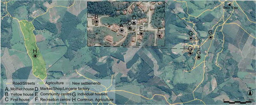 Figure 4. Spatial organisation of Noiva do Cordeiro. Base map source: Google maps, 2016
