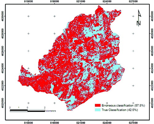 Figure 7. Comparisons of spatial analysis with crown closures and in fuzzy classification (Landsat TM image).