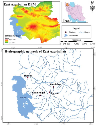 Figure 1. Map of the study area with selected hydrometric stations.