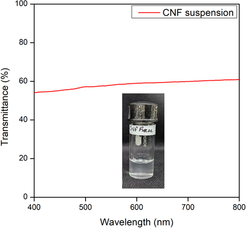 Figure 7. Light transmission spectra of CNF suspension.