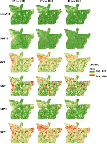 Figure 5. Before and after hail event NDTI and NDSVI indices.