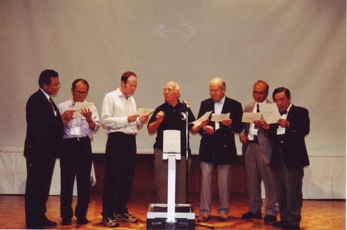 Figure 4.3. (colour online) George leading the liquid crystals choir in Sendai (2000). © [A. Fukuda]. Reproduced by permission of A. Fukuda.