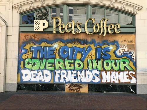 Figure 4: The City is Covered in Our Dead Friends Names, 2020. Photo: Brandi Summers.