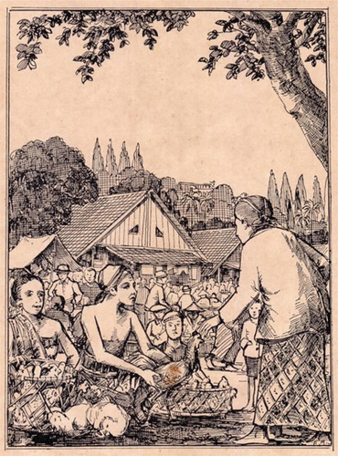 Figure 1. Illustration in the novel about market atmosphere (Bocah Mangkunegaran, Jasawidagda, Citation1937, 95).