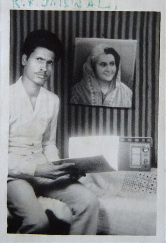 Figure 22 (right): A multiple of the photograph on top left corner in Figure 20, which KK Jaiswal, from Basti sent to RBI on 27.07.1985. The photo showcases a portrait of India’s Prime Minister Indira Gandhi, who was assassinated in 1984, and Jaiswal’s radio set. Private Collections Sabine Imhof, currently Private Collections @author (the collection will eventually become a part of the RBI holding of Deutsches Rundfunk Archiv, Potsdam, Germany).