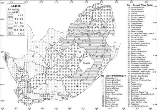 Figure 4: Median soil exchangeable sodium percentage (ESP) per groundwater region