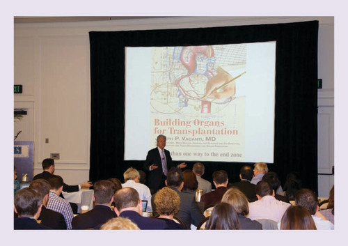 Figure 2. Dr Joseph P Vacanti speaking to the audience during his keynote address entitled ‘Tissue Engineered Organs: More than One Way to the End Zone’.