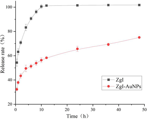 Figure 7 The test result of cumulative ZgI release. Data are presented as mean ± SD from three independent experiments.