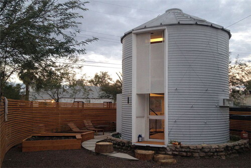 Figure 5. The lowest ranking image in the VPS was for this modern style tiny home. Not only has the research resulted in a finding of greater stakeholder preference for traditional architecture, but for such elements as porches, landscaping, and painted bevelled wood siding, all of which this particular unit lacks (Photo permission granted: Kaiserworks LLC).
