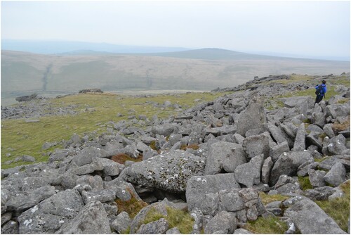 Figure 17. Large boulder fronted lobes on the upper west slope of Great Mis Tor, interpreted as relict permafrost creep features.