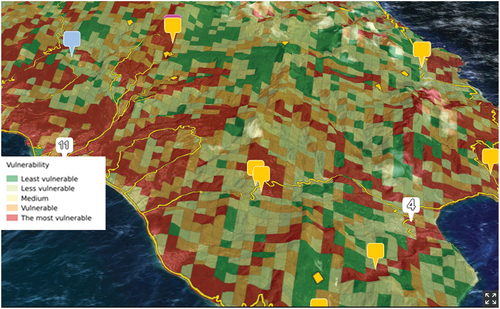 Figure 8. Localization of current and future investment projects facing island territorial vulnerability.