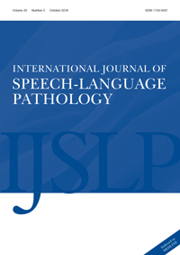 Cover image for International Journal of Speech-Language Pathology, Volume 20, Issue 5, 2018