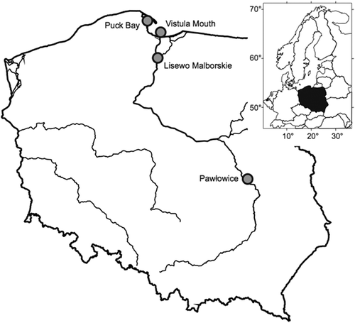 Figure 1. Location of the ringing sites, where common sandpipers were captured.