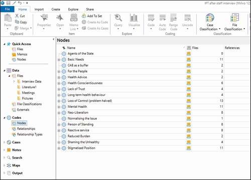 Figure 3. Screen shot of the initial programme theories in NVivo