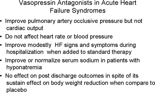 Figure 6.  Vasopressin antagonists in acute heart failure syndromes.
