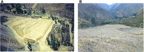 Figure 1 Exposure to mine tailings in sparsely populated agricultural areas in the highlands of Peru. (A) Mine tailings of Mayoc. (B) Mine tailings of El Madrigal.