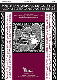 Cover image for Southern African Linguistics and Applied Language Studies, Volume 36, Issue 1, 2018