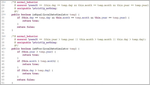 Figure 6. Example 2 JML class localdatesimulator.