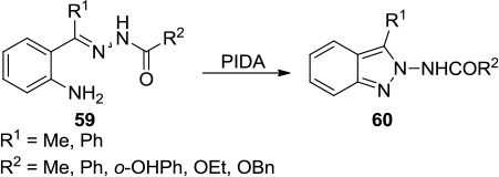 Figure 20 PIDA-mediated synthesis of aminoindazole derivatives.