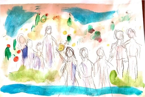 Figure 4. A leader of her community. Tami painted the interviewee with her community.