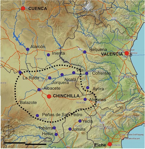 Figure 1. The castral territory (iqlīm) of Chinchilla in the Islamic period. Source: authors.