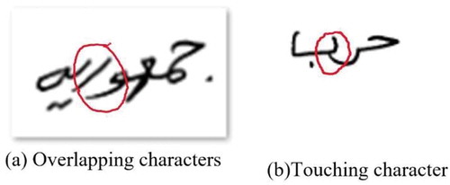 Figure 3. Examples of overlapping and touching characters.