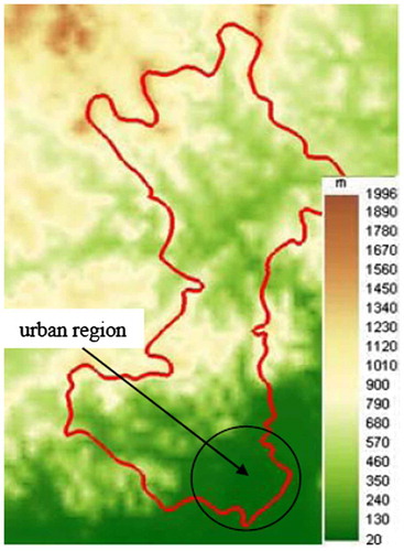 Figure 2. Digital topographic contour of Huairou district.