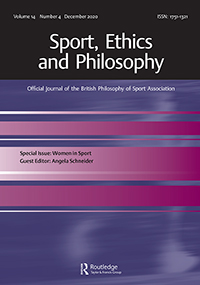 Cover image for Sport, Ethics and Philosophy, Volume 14, Issue 4, 2020