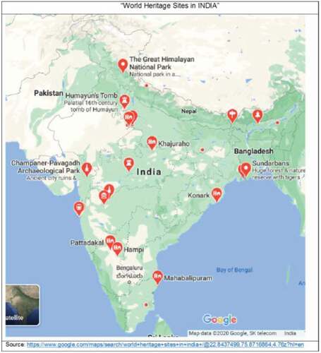 Figure 2. World Heritage Sites in India