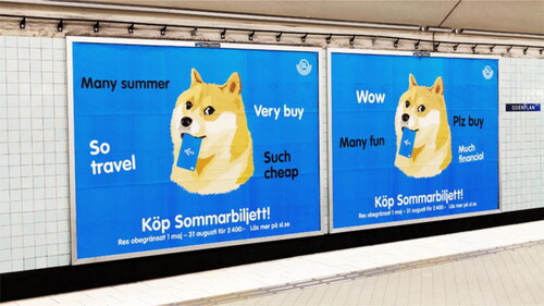 Figure 4. Public transport in Stockholm recently incorporated a cute meme in one of its advertising campaigns.