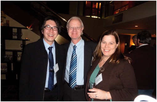 Figure 2. Bill Morgan with Marianne B. Sowa and Nobuyuki Hamada at the reception of the 47th NCRP Annual Meeting. Photo taken in Bethesda, Maryland, U.S.A., on 7 March 2011 by John D. Boice, Jr.